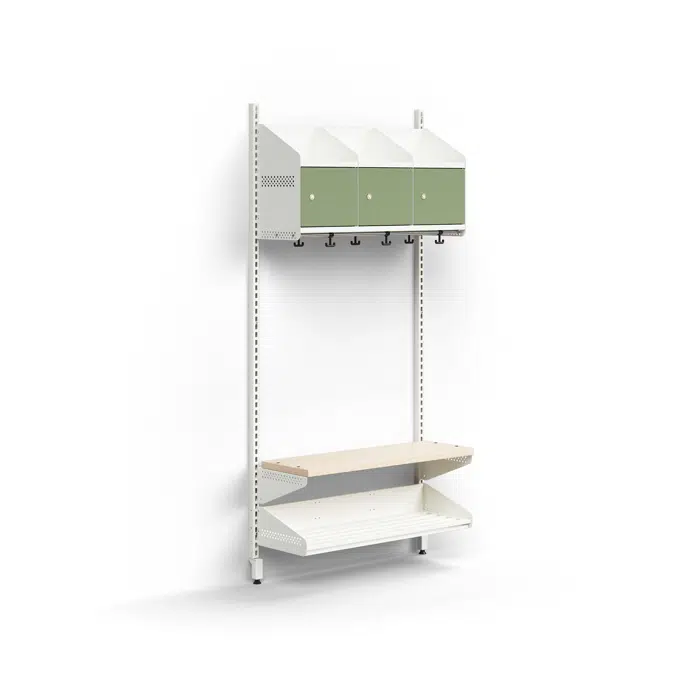 Cloakroom unit ENTRY, basic wall unit, 3 metal doors, 1800x900x300 mm