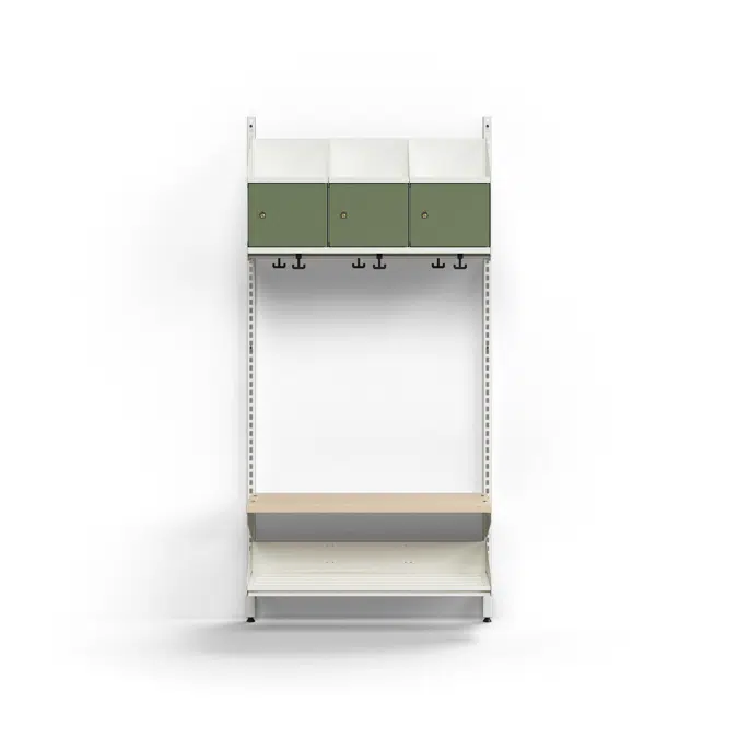 Cloakroom unit ENTRY, basic wall unit, 3 metal doors, 1800x900x300 mm