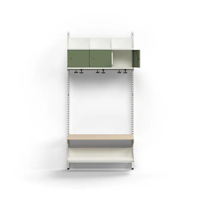 Cloakroom unit ENTRY, basic wall unit, 3 metal doors, 1800x900x300 mm