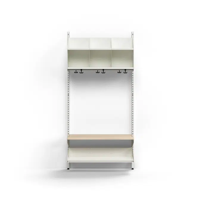 Cloakroom unit ENTRY, basic wall unit, 3 comps, 1800x900x300 mm