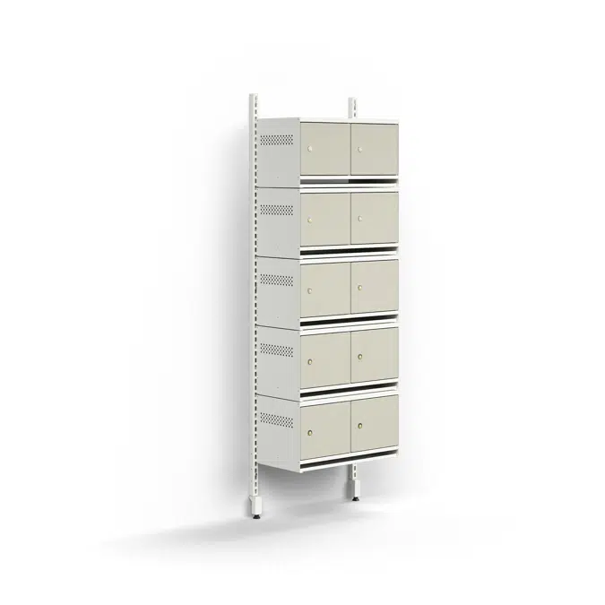 Shoe cabinet ENTRY, basic wall unit, 10 metal doors, 1800x600x300 mm