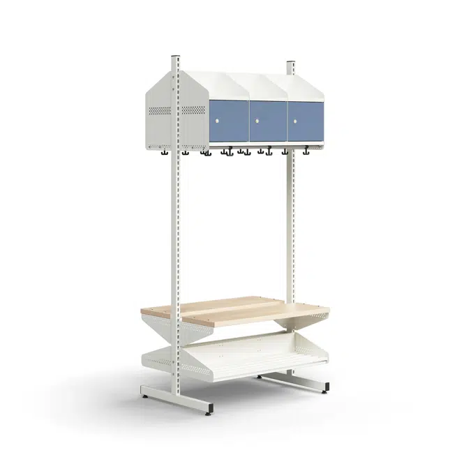 Cloakroom unit ENTRY, basic floor unit, 6 metal doors, 1800x900x600 mm