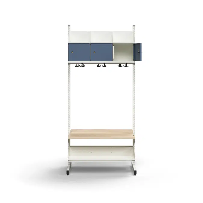 Cloakroom unit ENTRY, basic floor unit, 6 metal doors, 1800x900x600 mm