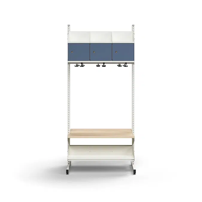 Cloakroom unit ENTRY, basic floor unit, 6 metal doors, 1800x900x600 mm