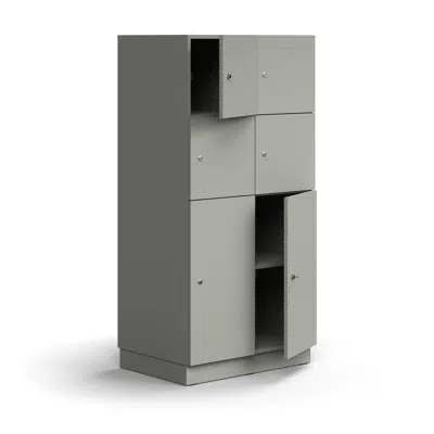 Compartment locker QBUS, 6 comps, base frame, 1636x800x570 mm