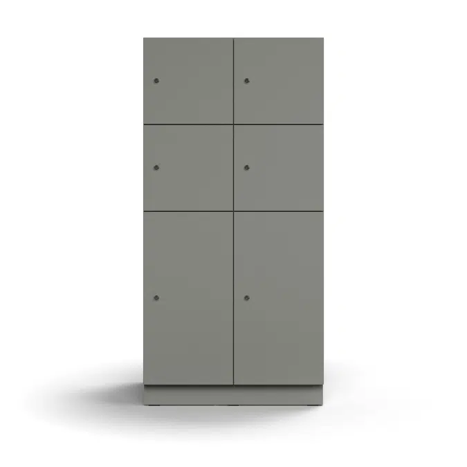 Compartment locker QBUS, 6 comps, base frame, 1636x800x570 mm