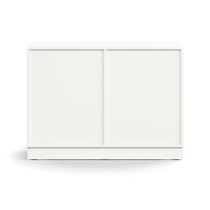 Lockable sliding door cabinet QBUS, 1 shelf, base frame, handles, 868x1200x400 mm