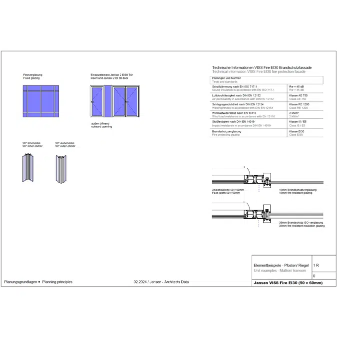 JANSEN VISS Fire EI30 fire protection façade