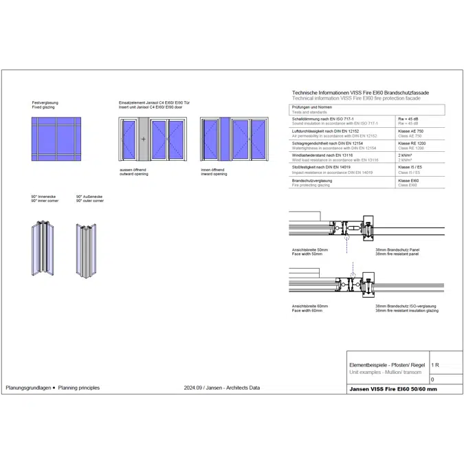 JANSEN VISS Fire EI60 fire protection façade