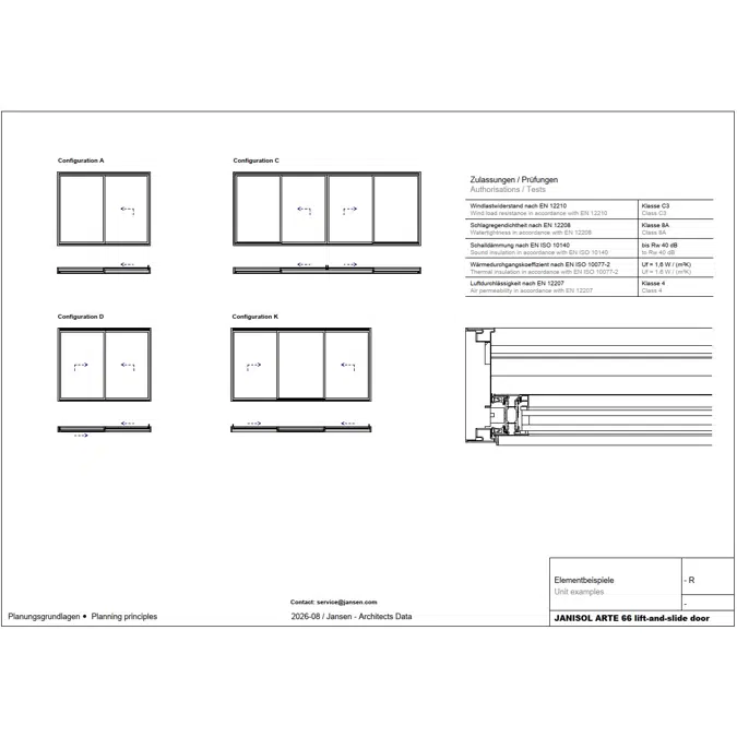 JANSEN JANISOL ARTE 66 lift-and-slide door