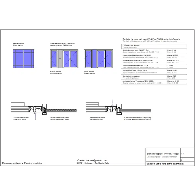 JANSEN VISS Fire EI90 fire protection façade