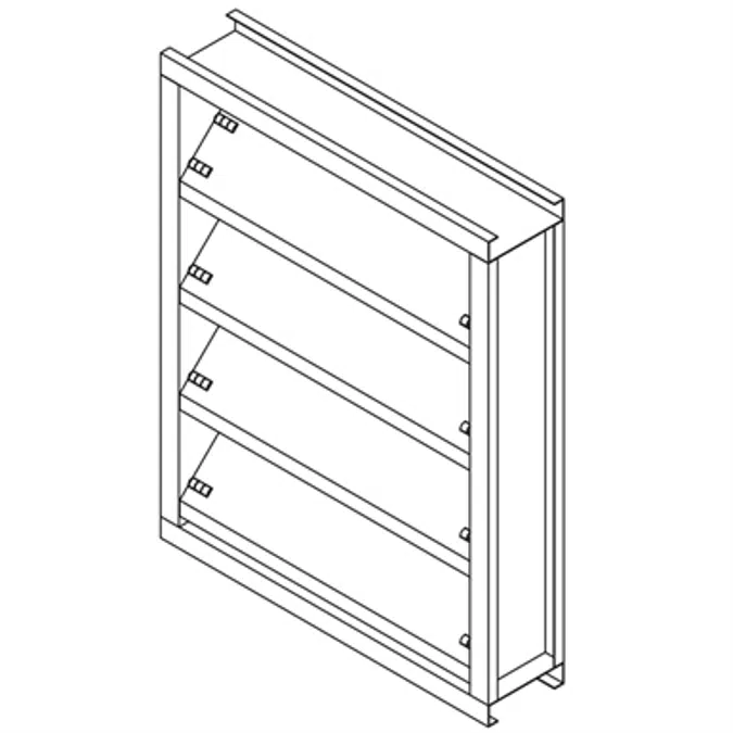 Steel Louver - 4" Deep - 45 Degree J-Blade BD Exhaust - Galvannealed Steel - SBE-445