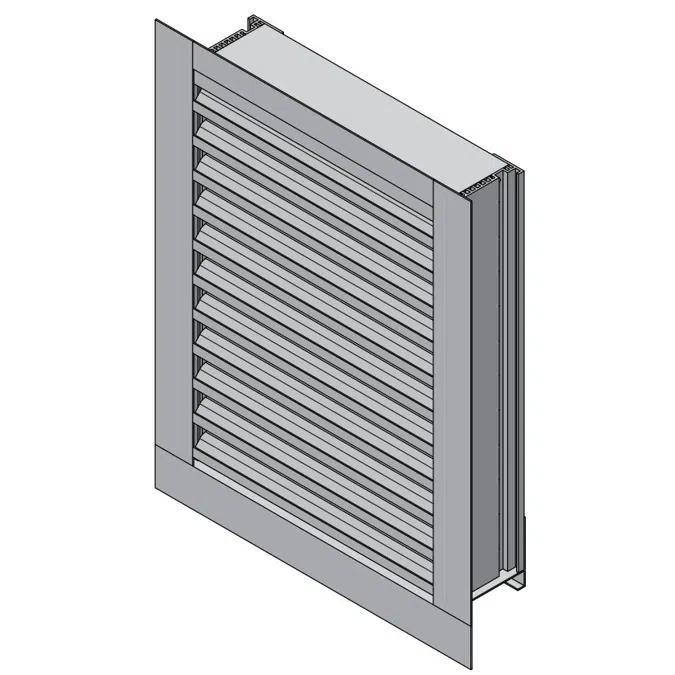 Blast Louver - 5" Deep - 45 Degree Horizontal Blade - Extruded Aluminum - ECD-545-BL