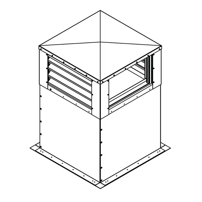 Elevated Ventilator Penthouse - 4" Deep - 45 Degree J-Blade - Extruded Aluminum - PEV-445