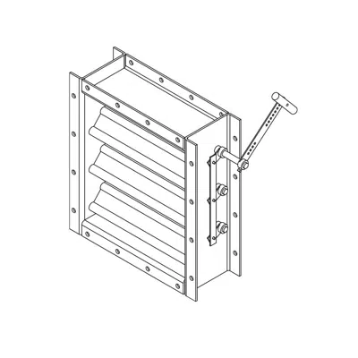 изображение для Industrial Backdraft Damper - Fiberglass - Triple-V Blade - FRP-BD-84