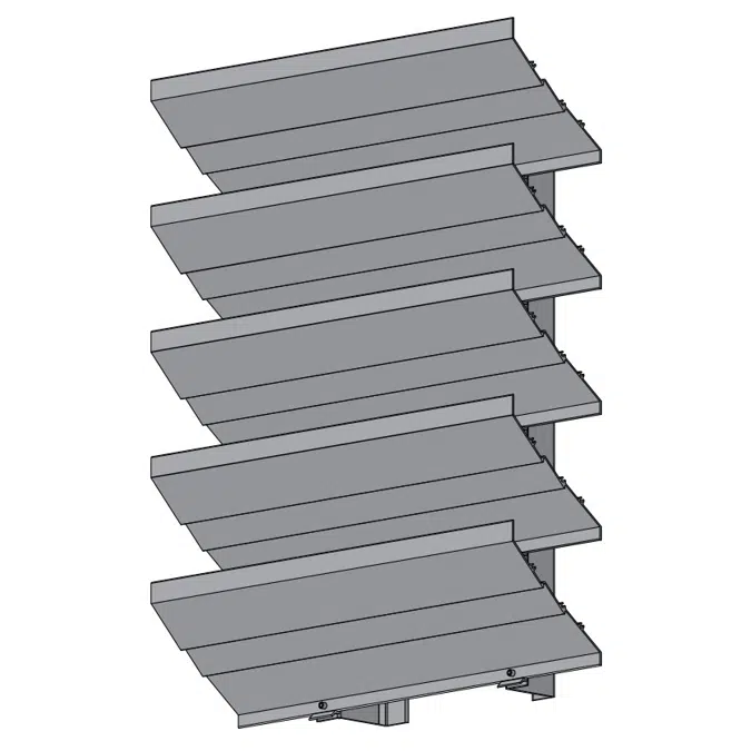 Extruded Aluminum Sight Screen - 6" Deep - 45 Degree Horizontal Inverted J-Blade - HJ-645