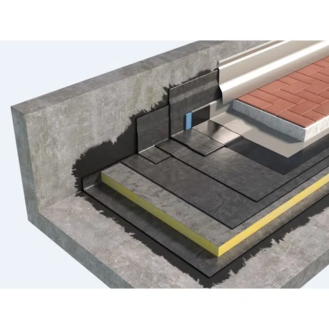 WALKABLE ROOFING SYSTEM WITH FIXED WARM ROOF TYPE FLOORING WITH BPP BITUMEN-POLYMER MEMBRANES