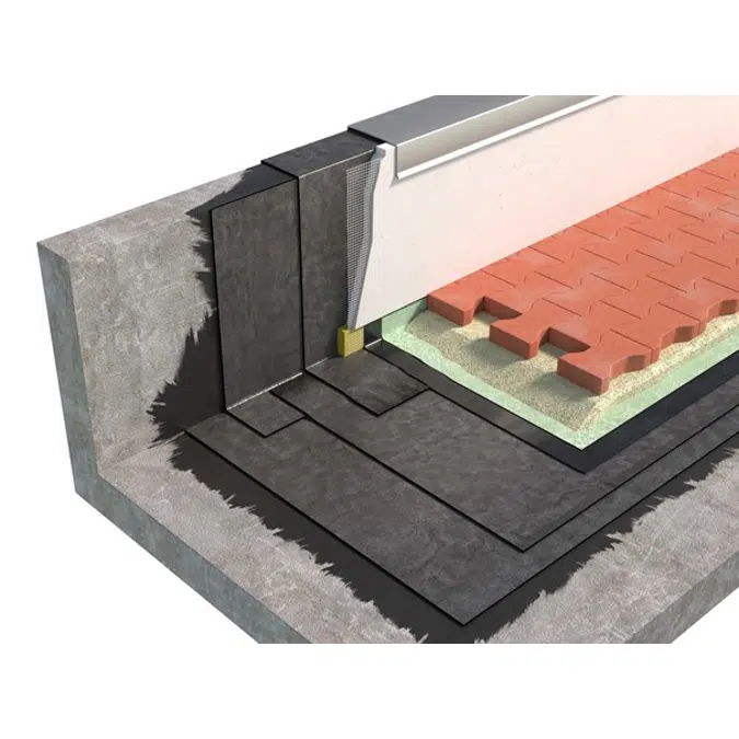 ROOFING SYSTEM WITH DRIVE-OVER PAVING TYPE COLD ROOF WITH BPE BITUMEN-POLYMER MEMBRANES