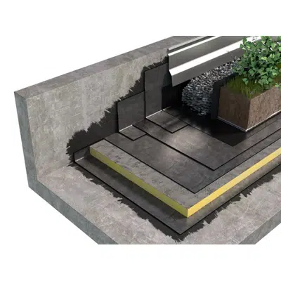 imagem para BALLASTED ROOFING SYSTEM WITH INTENSIVE GREEN ROOF TYPE WARM ROOF WITH BPP/BPE BITUMEN-POLYMER MEMBRANES