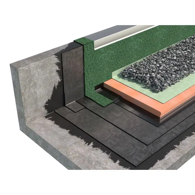 BALLASTED ROOFING SYSTEM WITH GRAVEL TYPE OF INVERTED ROOF WITH BPE BITUMEN-POLYMER MEMBRANES