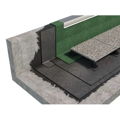 WALKABLE ROOFING SYSTEM WITH MOVABLE FLOORING TYPE COLD ROOF WITH BPE BITUMEN-POLYMER MEMBRANES için görüntü