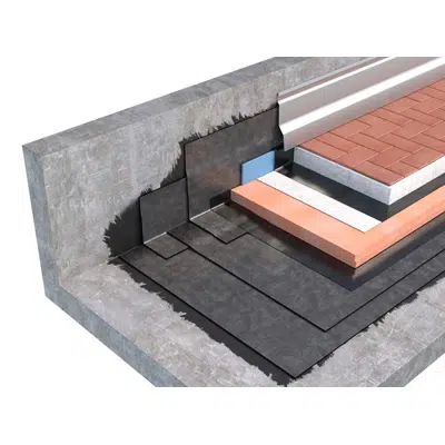 imagem para WALKABLE ROOFING SYSTEM WITH FIXED FLOORING TYPE OF INVERTED ROOF WITH BPE BITUMEN-POLYMER MEMBRANES