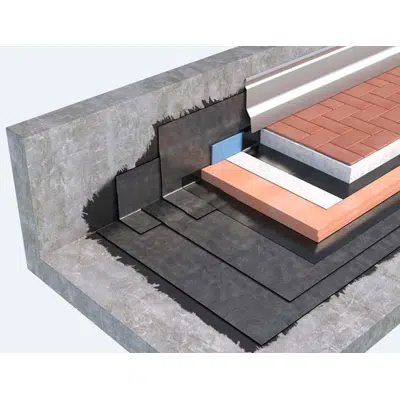 WALKABLE ROOFING SYSTEM WITH FIXED FLOORING TYPE OF INVERTED ROOF WITH BPP BITUMEN-POLYMER MEMBRANES için görüntü