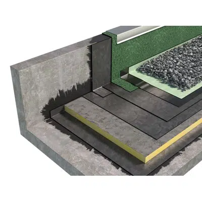 imagem para BALLASTED ROOFING SYSTEM WITH GRAVEL TYPE WARM ROOF WITH BPE BITUMEN-POLYMER MEMBRANES