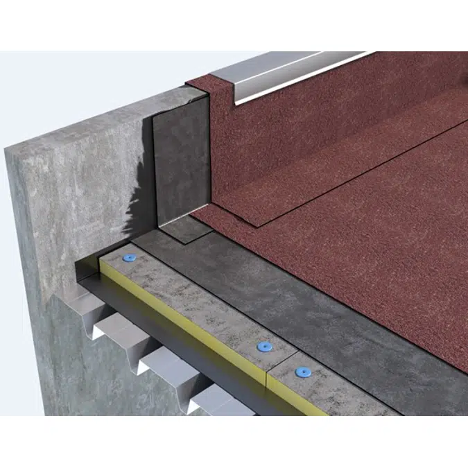 EXPOSED ROOFING SYSTEM TYPE WARM ROOF WITH BITUMEN-POLYMER MEMBRANES BPPSU CORRUGATED SHEET METAL SUPPORT