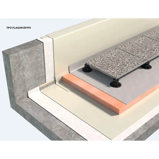 WALKABLE ROOFING SYSTEM WITH MOVABLE FLOORING TYPE OF INVERTED ROOF WITH PVC/TPO MEMBRANES