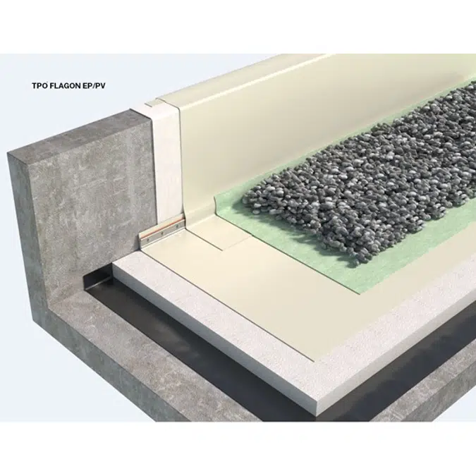 Italy_BALLASTED ROOFING SYSTEM WITH GRAVEL TYPE WARM ROOF WITH PVC/TPO MEMBRANE