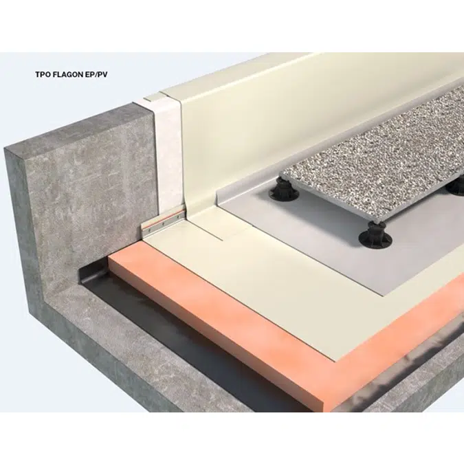 WALKABLE ROOFING SYSTEM WITH MOVABLE FLOORING TYPE WARM ROOF WITH PVC/TPO MEMBRANES