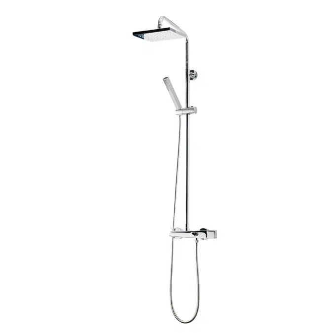 ZEN Shower mixer column sprayer 200 mm and flexible hose inox