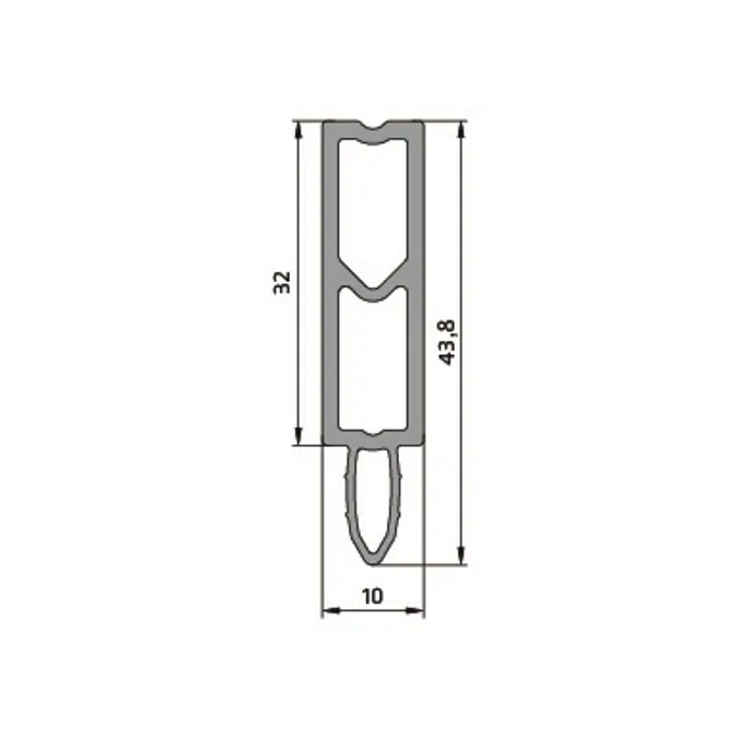 Profilato Taglio termico per facciate continue - Art.3102 profilato spaziatore per facciate continue da 32mm