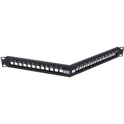 bild för UDX Multimedia Angled Jack Panel, Unloaded, Rack Mount, 1U, Black