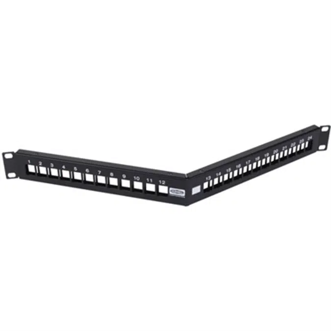 UDX Multimedia Angled Jack Panel, Unloaded, Rack Mount, 1U, Black