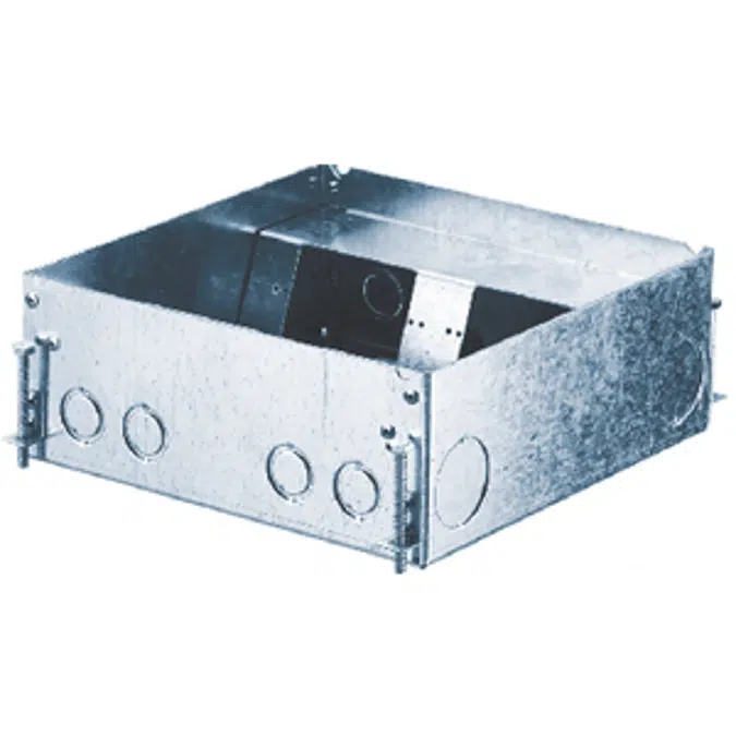 Recessed Floor Box, Concrete, 4-Gang Deep, Stamped Steel 