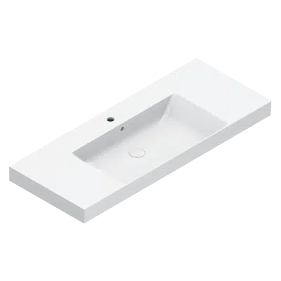 Zero 125 Single-Sink Basin with lateral Shelfs için görüntü