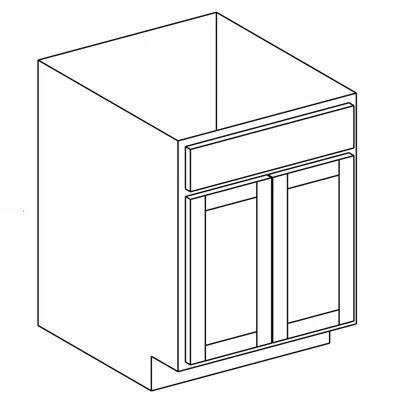 Vanity Sink Base Cabinet - Double Door, False Drawer - 21" Deep图像