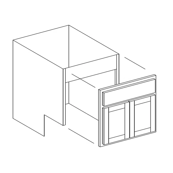 Removable Front Vanity Base Cabinet - ADA - 21" Deep