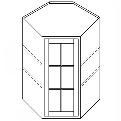 Image for Diagonal Corner Wall Cabinet with Doors Prepped for Glass - 12" Deep