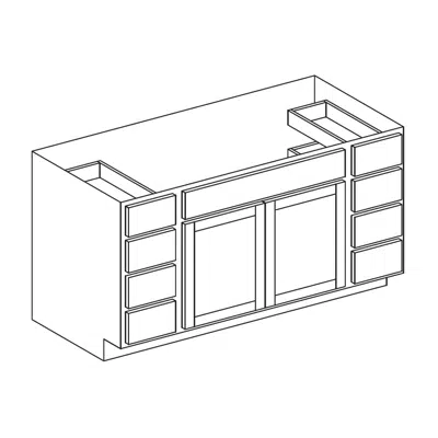 Imagem para Vanity Sink Drawer Base Cabinet - Two Sets of Double Doors, Center Drawers - 21" Deep}