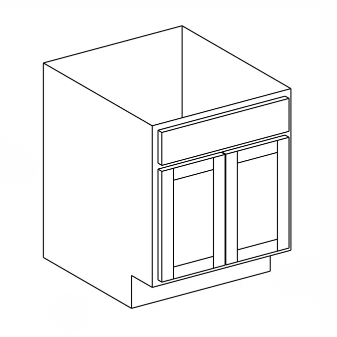 Universal Design - Sink Base Cabinet - Double Door, False Drawer - 24" Deep