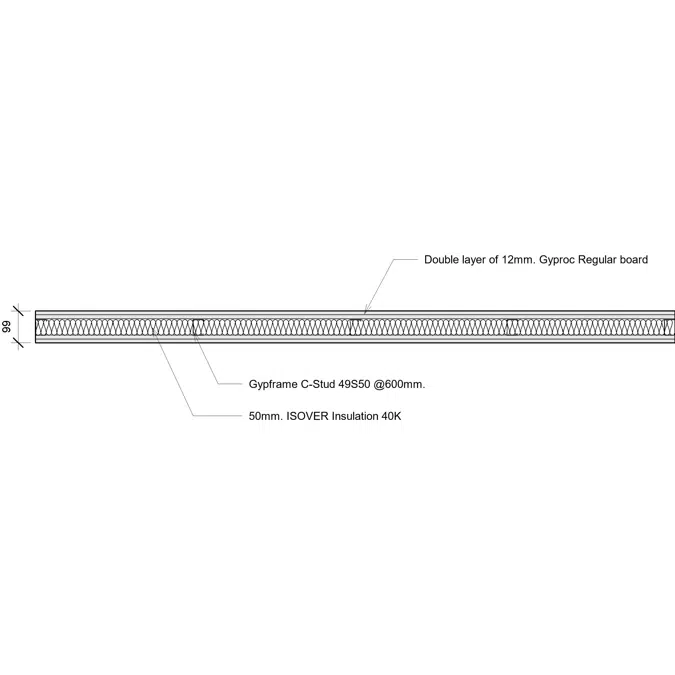 Gyproc - Wall Systems 1hr. Fire rated (STC 44) - Regular board