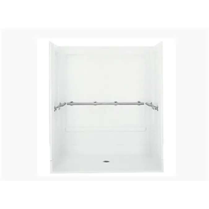 Roll-In Shower Series 6206, 63-1/4" x 39-3/8" x 72" Shower Stall With Grab Bars 