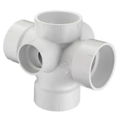 Imagem para DWV PVC Double Sanitary Tee with R&L Side Inlets}