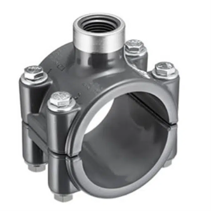 SCH80 CPVC/PVC Clamp-On Saddle x (SR Thread) Double Outlet w/ EPDM and Zinc