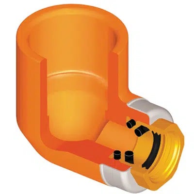 รูปภาพสำหรับ FlameGuard® CPVC TorqueSafe™ 90° Sprinkler Head Elbow - Gasket Sealed Brass Thread Insert Style