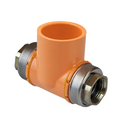 Image pour FlameGuard® CPVC TorqueSafe™ Back-To-Back Sidewall Sprinkler Head Tee - Gasket Sealed Brass Thread Insert Style