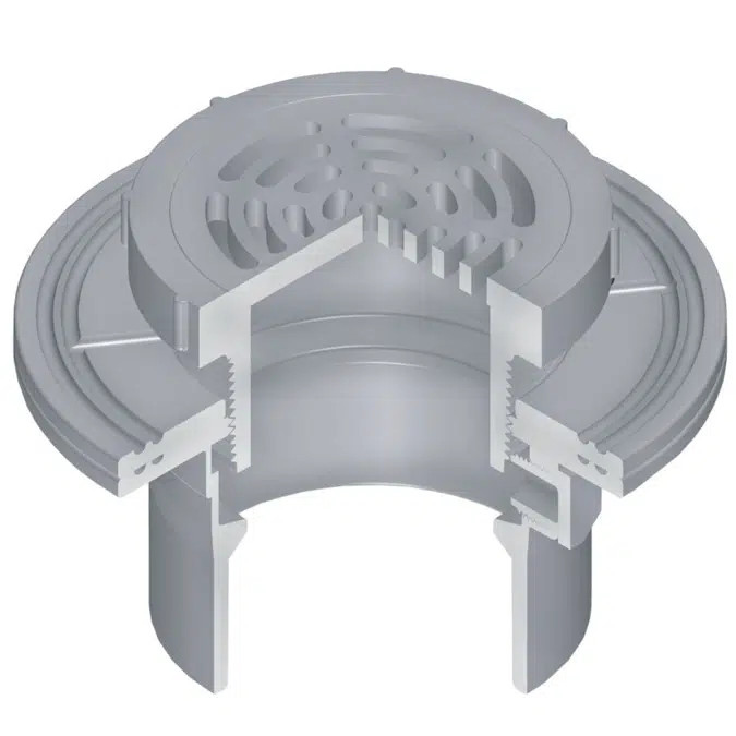 OceanTUFF™ Floor Drain with CPVC Adjustable Top w/5" Round Grate & Membrane Collar